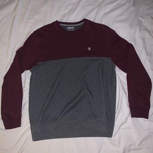 IZOD Performance Stretch Maroon and Grey Crew Neck